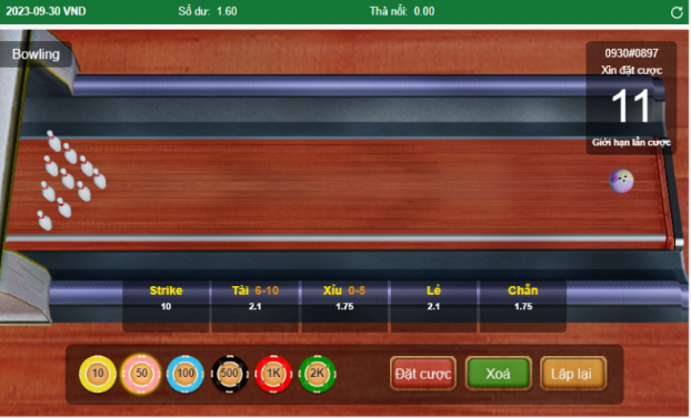 Hướng dẫn chơi trò Bowling tại Bamboo21